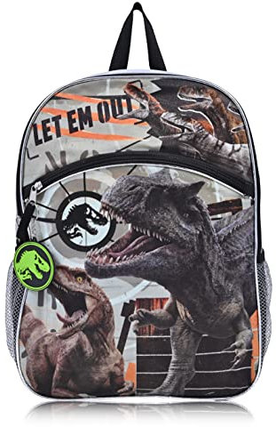 Jurassic World Mochila de dinosaurio para niños, Mochilas Escolares de primaria y jardín de infantes, Jurassic World, Talla única