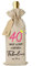 GEBETTER 40th Cotton Linen Wine Gift Bag Drawstring Bottle Bag for Wine with Tag and Rope 40 Years Old Birthday Gift Wine Bottle Cover Gift Bags for Women Wife Friends