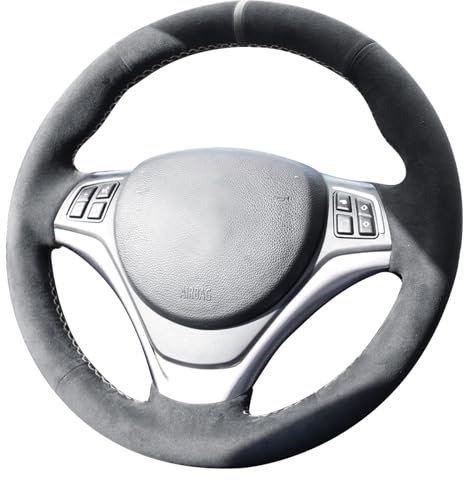 Alfanxi Handstich für Alcantara-Lenkradbezug, kompatibel mit BMW M3 E90 E92 E93 2008–2013 (weißer Streifen)
