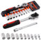 Keadic 12Pcs 1/4 inch Drive Socket Ratchet Wrench Set, 4-13mm Metric Drive Bit Sockets and Quick Released Ratchet Handle and Extension Bar for Auto Repairing and Household