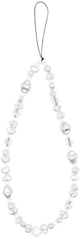 JIHUOO Beaded Wrist Strap Faux Pearl Cell Phone Charms Chain Wristlet Keychain Bead Bracelet for Women Girls