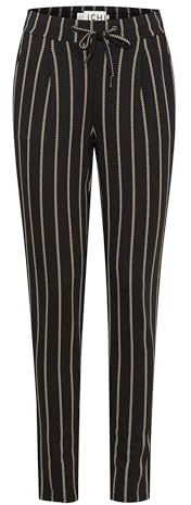 ICHI IHRUTI PA7 Damen Chino Hose Stoffhose mit Viskoseanteil bequemer Elastikbund Schmaler Schnitt, Größe:L, Farbe:Black (194008)
