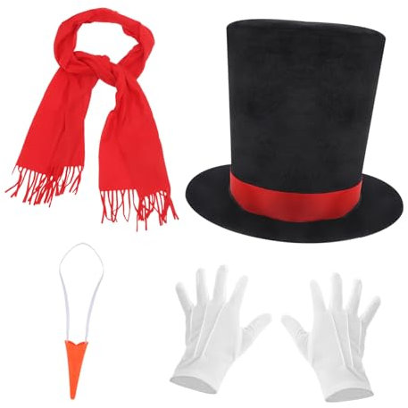 HOMSFOU 1 Satz Weihnachtsmütze Schal, Mütze, Handschuh Weihnachts-anziehset Schneemann-zylinder Winterliches Frostiges Kostüm Schneemannkostüm Frostig Gefühlt Material Vlies Weihnachten