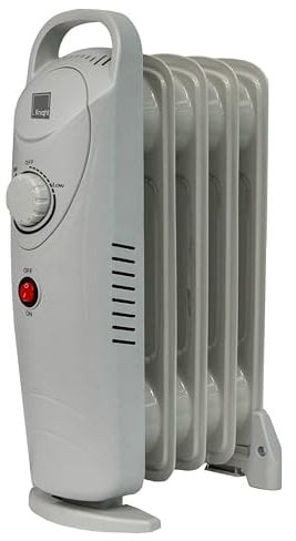 KNIGHT 5 Fins 500W Oil-Filled Radiator Heater White Colour with Thermostat, Overheat Protection, Power Switch, for indoor use, Quiet Electric Space Heater for Bedroom, Office, Home (5 Fins)