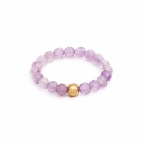 BERGERLIN Echter Amethyst Ring mit Goldperle - facettierte Perlen - Größe S