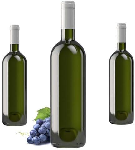 20pz - Bottiglia bordolese vuota 750 ml per vino - Bottiglia di alta qualità in vetro duro MADE IN ITALY adatta per tappi in sughero o in plastica alettati - Confezione da 20 pz COLORE UVAG