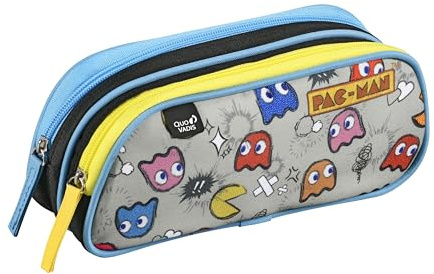 QUO VADIS - Federmäppchen – rechteckig – Pac Man – Mehrfarbig – 10 x 23 x 07 cm – Stoff (Polyester) – 2 Fächer