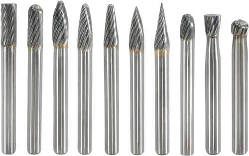 KEWAYO Lot de 10 fraises rotatives en acier au carbure de tungstène pour outils rotatifs, avec tige de 6 mm, perceuse à faire soi-même, sculpture pour le travail du bois