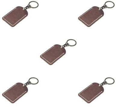 Lot de 5 porte-cartes en cuir anti-rayures rectangulaires ronds en forme de goutte d'eau - Marron foncé