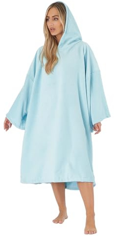 OHS Towel Poncho Adult Hooded Large Bath Swim Surf Beach Absorbent Dry Microfiber Changing Robe for Men Boys Quick Dry, Sky Blue