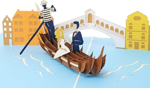 Favour Pop Up® - 3D Glückwunschkarte zur Hochzeit. Ein filigranes Kunstwerk, dass sich beim Öffnen als Hochzeitspaar in Venedig entfaltet. TW042 …