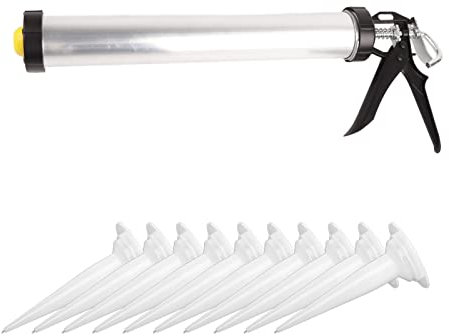 FTVOGUE 2pc Aluminum Tube Silicone Caulking Gun 600ml Caulk Tool with 20 Nozzles for Caulking and Glass Glue