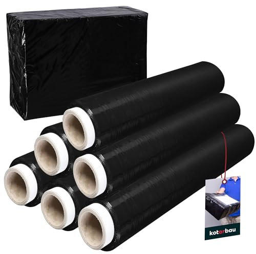 KOTARBAU® 6 x Film Etirable Déménagement | Film Plastique Emballage Noir 50 cm