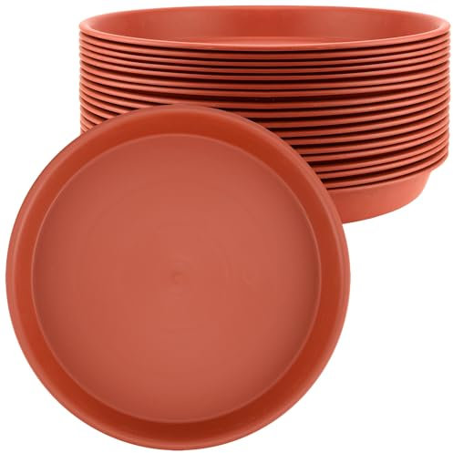 ZEONHEI 20 sottovasi Rotondi in plastica, 30 cm, Colore Marrone, per vasi da Fiori per la casa e Il Giardino
