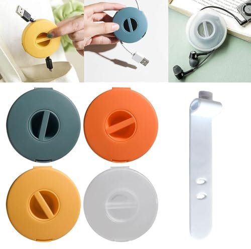 Kabelaufwickler Kabelaufroller 4 Stück Kabelbinder Kabelhalter Kabelaufwicklung Kabel Organizer Kabel Management für USB- Kabel Kopfhörerkabel Datenkabel Assorted Farbe