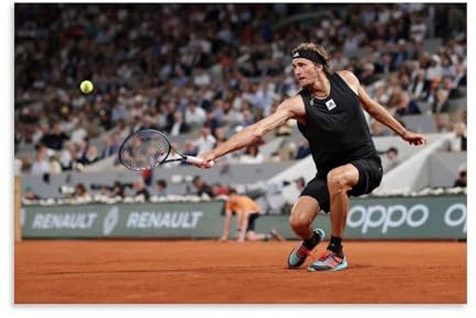 XULLONG Alexander Zverev Tennis-Superstar-Poster, Kunstdruck, Wandfoto, Farbe, hängendes Bild, Familienschlafzimmer, Dekoration, 50 x 75 cm