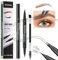 Waterproof Microblading Eyebrow Pen - 2 in 1 Double Ended Magic Precise Eyebrow Pen Microblade Effect Eyebrow Pencil Brow Contouring Pen with 2 Micro Fork Tip