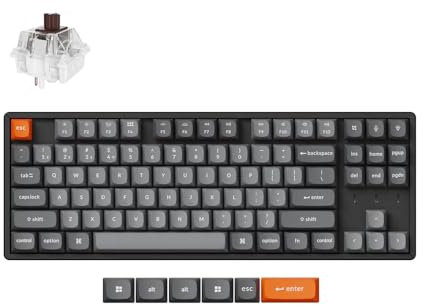 Keychron K8 MAX Teclado Mecánico Inalámbrico Personalizado, 2.4 GHz/Bluetooth/USB-C, RGB, Marco de Aluminio, QMK/Via Macros Programables, PBT Keycaps, para Mac Windows, Super Red Switch
