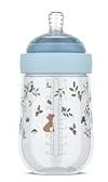 Mepal - Babyflasche Mio Little Dutch - Transparente Kappe zur Aufbewahrung - Anti-Kolik Babyflaschen - Spiralförmiges Design verhindert Verstopfungen - Medizinisches Silikon - 240 ml - Forest Friends