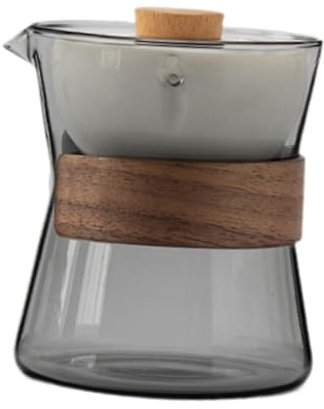 Gralara Teiera in Vetro, bollitore per tè Sfuso, infusore Rimovibile, Elegante Regalo per la Festa del papà, bollitore per Il tè per Ufficio, Viaggio, casa, Grigio con Coperchio