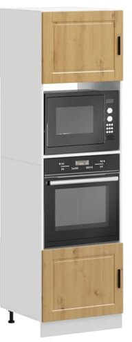 WKIEQACO Gabinetes y almacenamiento, armarios de cocina, armarios de horno, 2 piezas, madera de roble artesano Porto