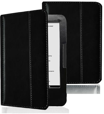 AKLiSa Étui de protection à rabat magnétique intelligent pour liseuse Onyx Boox Amundsen/Columbus 1/2/3 avec fonction veille/réveil (noir)