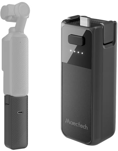 Maectech Schnelllade-Akkugriff für Osmo Pocket 3 Zubehör für Pocket 3 Batteriegriffe mit Original Factory Batteriezellen