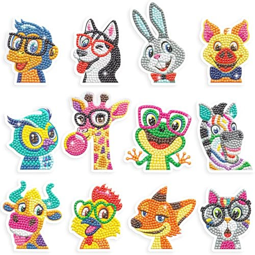 Urtioty Diamant Painting Aufkleber, Diamond Painting Sticker Bilder Kinder Spielzeug Geschenke für Kinder Ab 4 5 6 7 8 9 10 Jahre