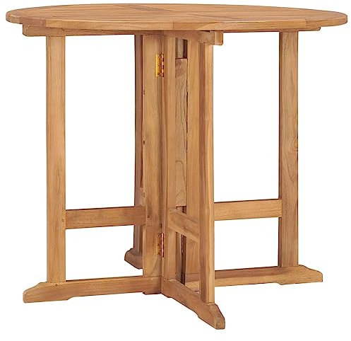 Lauuoeriau Home & Garden Möbel Klappbarer Garten Esstisch 90x75cm Teakholz massiv