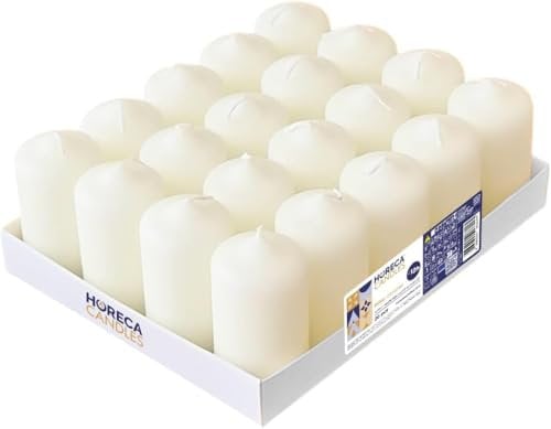 Horeca Candles - Stumpenkerzen - Elfenbein - Ø 4 x 7 cm - 80er Set Blockkerzen - Lange Brenndauer 12 Stunden - Ohne Duft - Kerzen für Haushalt, Feiern und Gastronomie