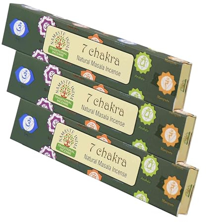 NKlaus 3X Räucherstäbchen 7 Chakra – 45g traditionelles indisches Räucherwerk, harmonisiert Körper & Geist, handgerollt, für Meditation & Energiearbeit