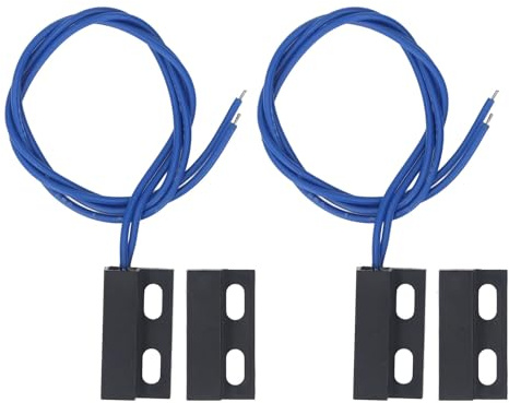 Marhynchus 2 Pares Interruptor de Puerta Magnética Normalmente Cerrado NC Sensor de de la Puerta de Empotrada para la Ventana para el de Alarma de Seguridad del Hogar AC220V con una (BLACK)