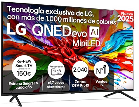 LG Smart TV 85 Zoll QNED EVO MiniLED 4K UHD (2025) – α8 AI Gen2-Prozessor, Dolby Vision & Atmos, VRR 144Hz, webOS 25, AMD FreeSync, Magic Remote, WiFi 6, Bluetooth 5.3