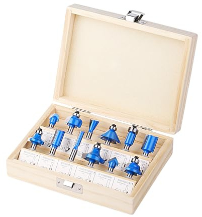 Ensemble de fraises, 12 pièces d'outils en avec fraises décoratives de routeur de 6,35 mm - pour le travail du bois, les meubles encastrés, coupe bords de porte, rainures rabotage