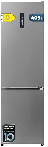 Cecotec Kühl-Gefrierkombination Bolero CoolMarket Combi 405 WL Elite Inox D. 405 L, 199,5x59,2 cm, Total No Frost, Inverter Plus, 37 dB, Fast Cooling & Freezing, LED-Display, Energieklasse D