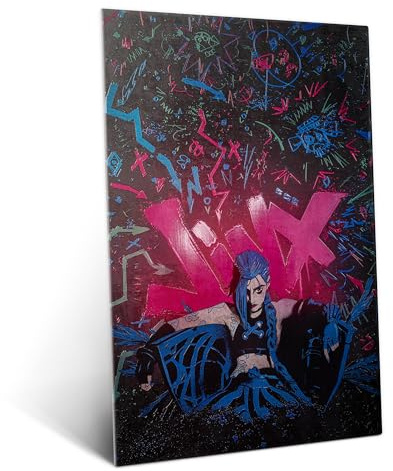 Displate Textra 3D-Metallposter, Arcane – I am Jinx, Wanddekoration mit erhabener Textur, magnetische Befestigung, mittelgroß 45 cm x 32 cm
