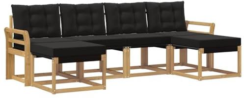 vidaXL Outdoor-Sofagarnitur mit Kissen 6 pcs Weiß und Schwarz, Garten Ecksofa, modernes Möbel für draußen, langlebige Liege, Coole Sitzgelegenheit auf der Terrasse