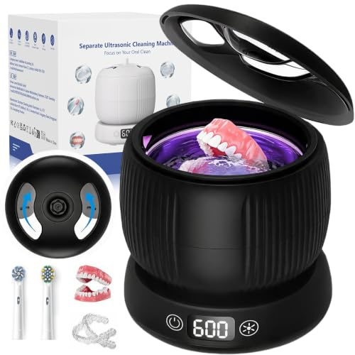 Morole Ultraschallreinigungsgerät 45000Hz mit UV 200mL Dental Pod | 4 Modi Ultraschallreiniger | Digitalem Timer | Ultrasonic Cleaner für Zahnschiene, Retainer, Zahnprothesen und Schmuck