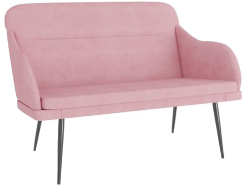 HFXHIJXQ Sitzbank Rosa 110x76x80 cm Samtbank für Wohnzimmer und Schlafzimmer | Gepolsterte Sofabank Kleines Sofa Küchenbank Flurbank mit Metallbeinen und Armlehnen