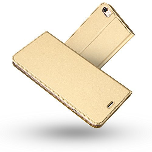 Radoo iPhone 6S Hülle,iPhone 6 Hülle, Premium PU Leder Handyhülle Brieftasche-Stil Magnetisch Klapphülle Etui Brieftasche Hülle Schutzhülle Tasche für Apple iPhone 6/6S 4.7 Zoll (Gold)