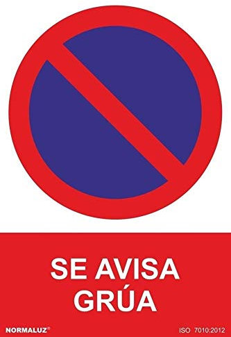 Señal Se avisa grúa (texto y pictograma) con tintas UV SEKURECO skrc