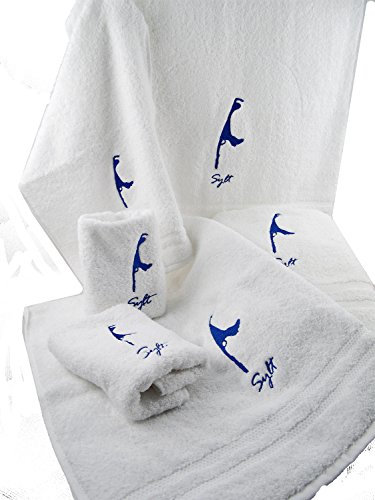 osters muschel-sammler-shop Hochwertige - Flauschige und saugfähige Baumwoll-Handtücher in Weiss mit Blauer Sylt Stickerei - Exclusiv (Gästetuch 30x50)