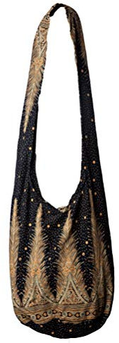 CCcollections Damen Schultertasche für tägliche Essentials – Pure Baumwolltasche zum Einkaufen, leicht & langlebig – Recycelbare stylische Stofftasche mit lebendigen Prints (Black Feather 2 tone)