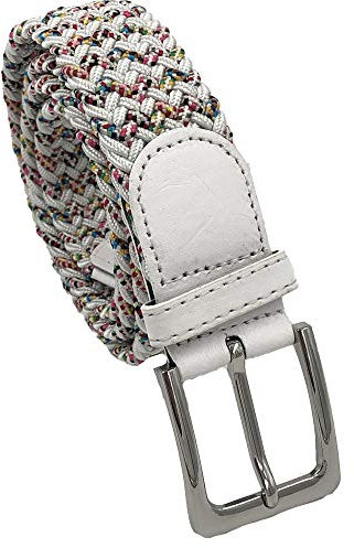LisaModa Unisex Stretch Flechtgürtel in vielen Farben (Weißmulti, 110-130)