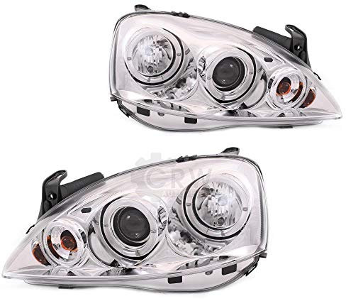 Scheinwerfer Set Corsa C Bj. 00-06 klarglas/chrom Angel Eyes DE-Licht