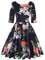 MINTLIMIT Women's Vintage Dress Ladies Cotton Retro 1950s Rockabilly Swing Floral Print Tea Hem Party Skater A Line Prom Cocktail Party Homecoming Dress Floral Navy,Size M