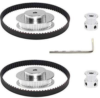 Befenybay 2Kit 2GT Synchronrad 20 & 60 Zähne 5mm Bohrung Aluminium Zahnscheibe mit 2 Stück Länge 200mm Breite 6mm Riemen (20-60T-5B-6)