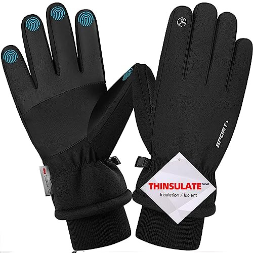 Gants d'hiver Homme et Femme, Etanche sous Gants à Écran Tactile Gants de Cyclisme Gants de Course à Pied Coupe-Vent Respirant Antidérapant Idéal pour Vélo Exercice Sport Running Ski Snowboard Moto