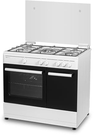 SOLTHERMIC F9LG50G2W COCINA GAS PORTABOMBONA BLANCA DISEÑO MODERNO / 5 FUEGOS/HORNO 64 L. / GAS BUTANO Y GAS CIUDAD