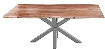 SAM Esstisch Quincy 180x90 cm Akazie Natur/Spider-Gestell Silber